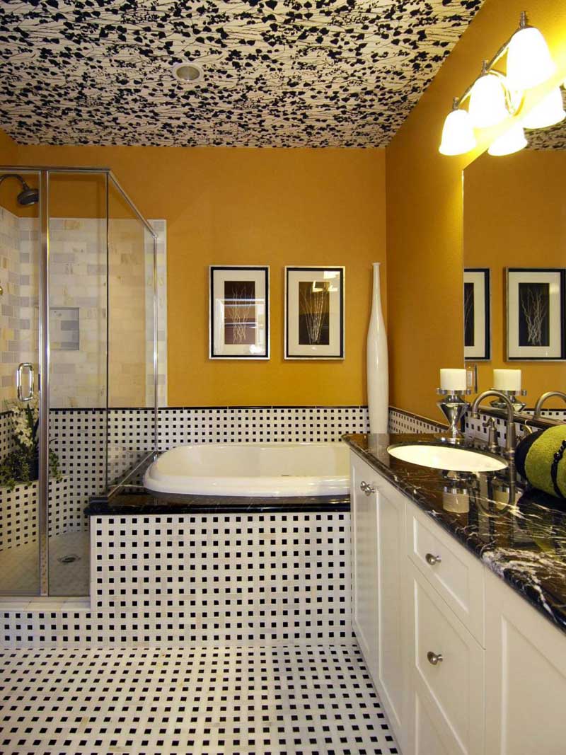 Art Deco Bathroom with Unique Ceiling