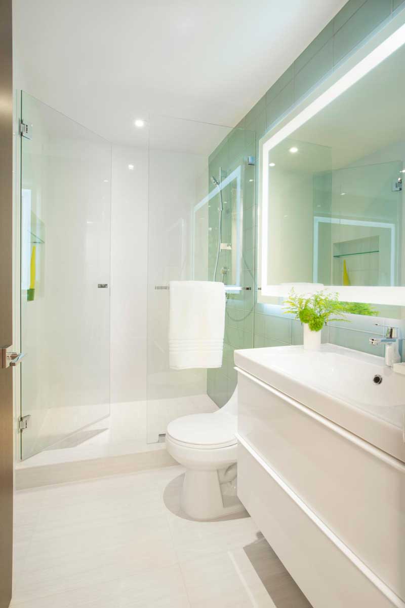 Bathroom with Glass Walk In Shower