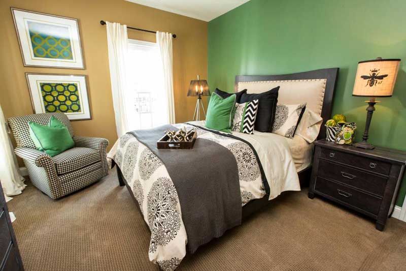 Bedroom with Green Accent Wall