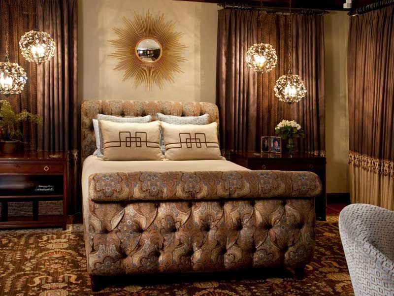 Bedroom with Tufted Paisley Bed