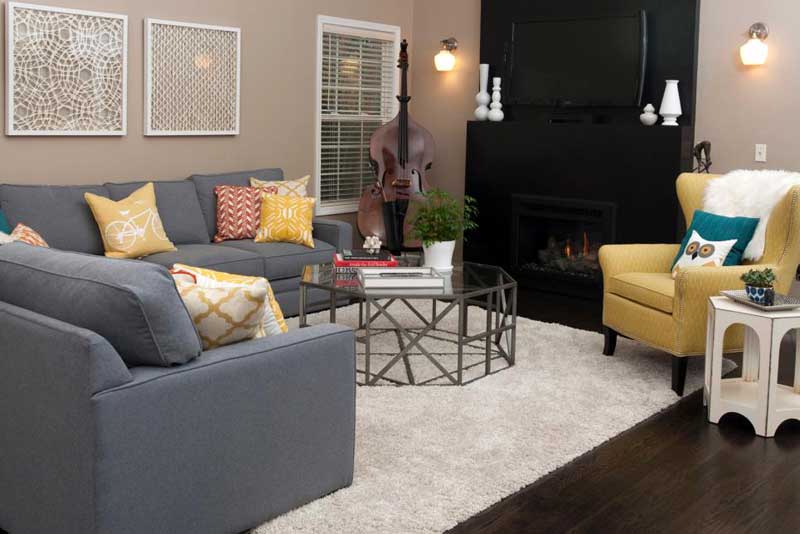 Contemporary Living Room With Gray Sectional