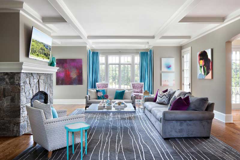 Living Room With Aqua Accents