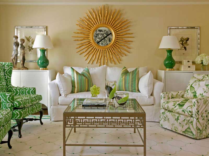 Living Room with Green Accents