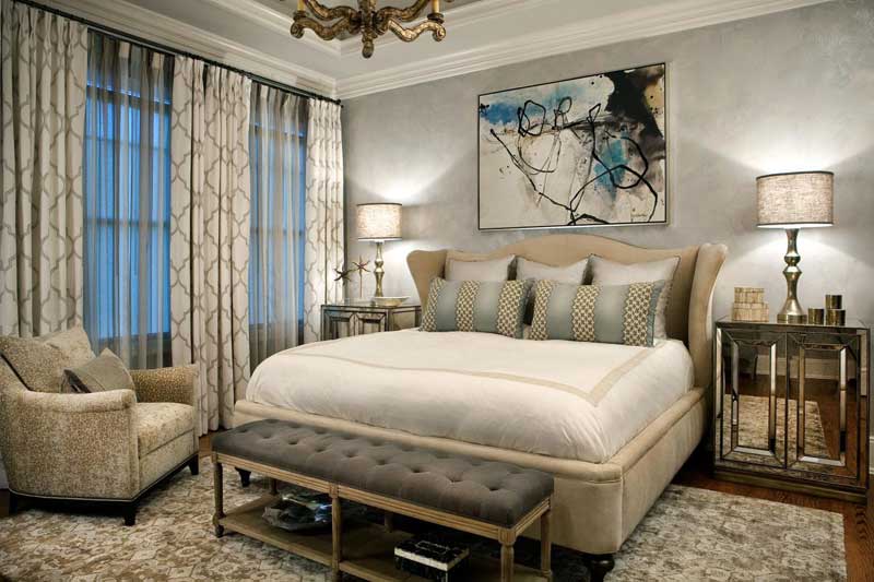 Master Bedroom Features Upholstered Bed