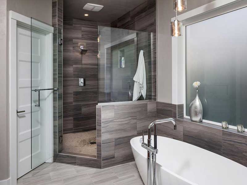 Modern Bathroom with Gray Tiles