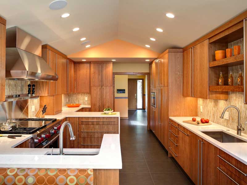 Kitchen with Natural Wood Cabinets