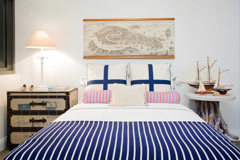 Nautical Bedroom with Striped Bedding