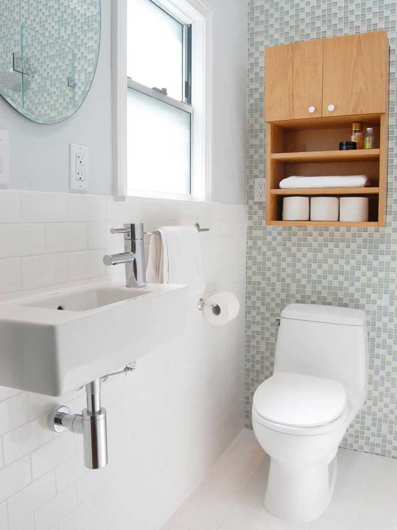 Small Bathroom with Subway and Mosaic Tile