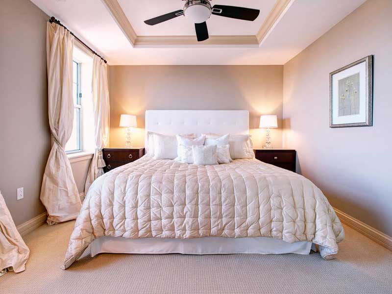 Soft Neutral Bedroom with Tray Ceiling