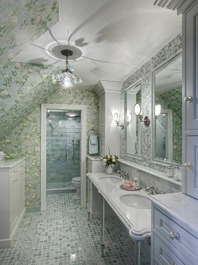 Traditional Bathroom with Double Console Sink