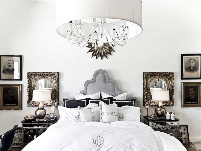 White Bedroom with Symmetrical Decor