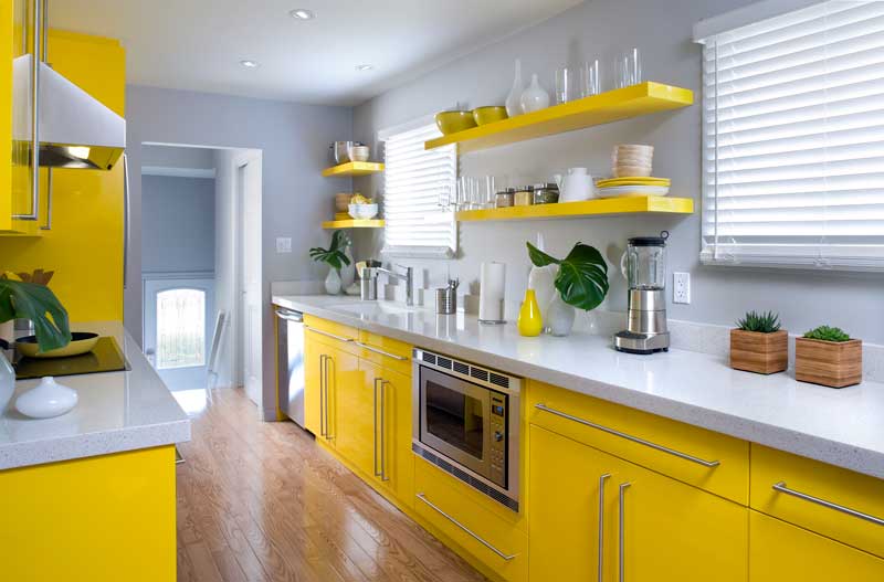 Yellow Gloss Kitchen Design