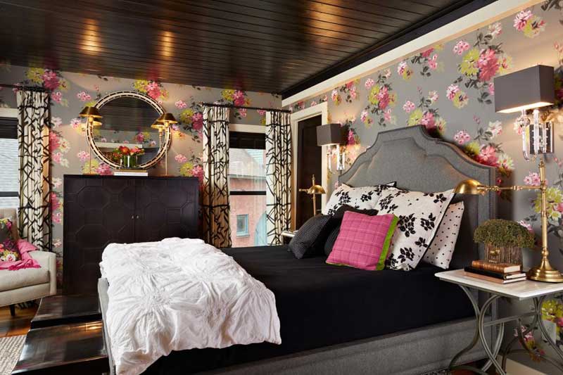 Teenage Girl Bedroom With Floral Wallpaper