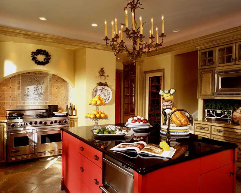 Bold Red Kitchen Island