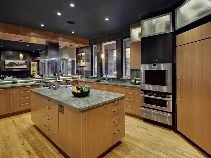 Brown Contemporary Kitchen Island