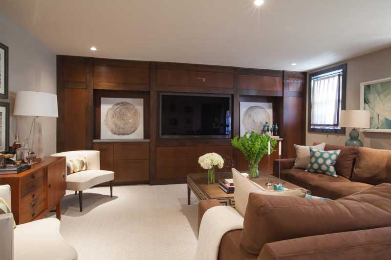 Brown and White Living Room With Sectional