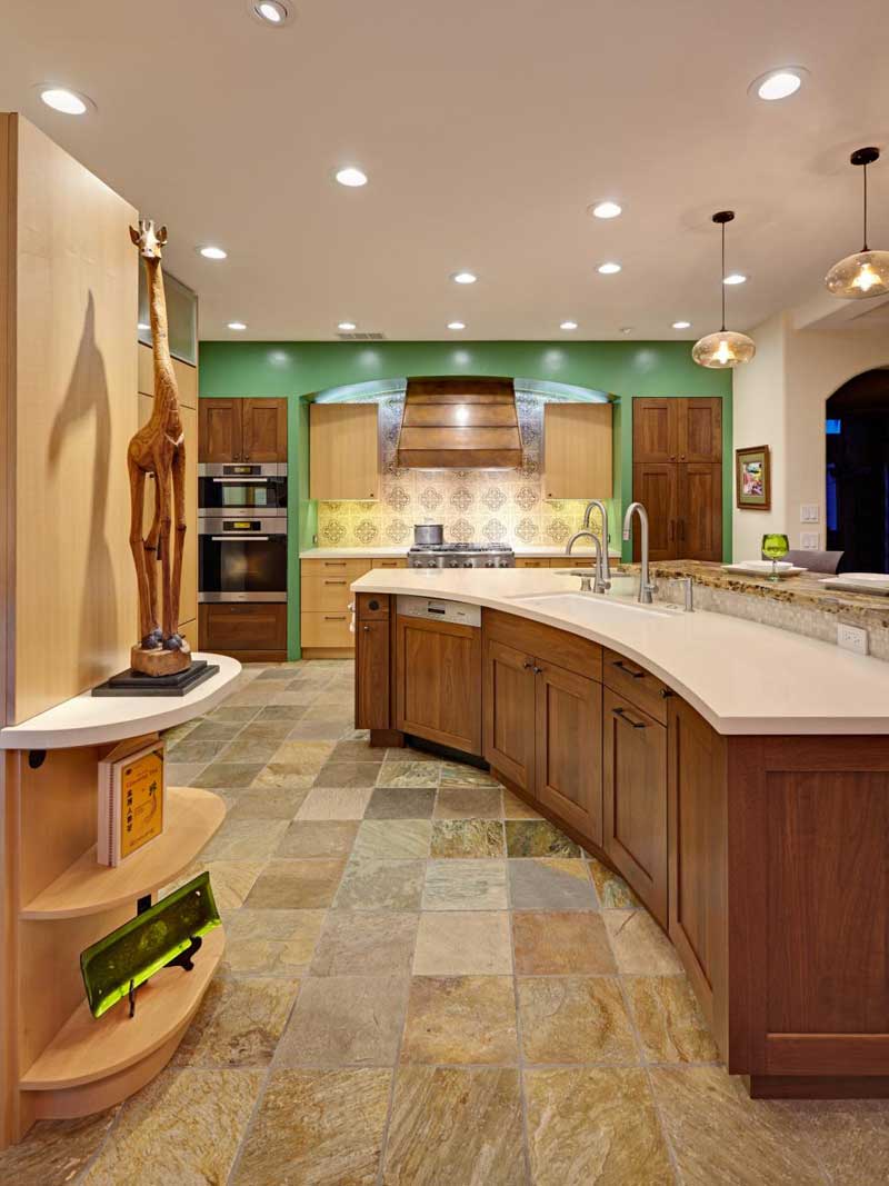 Curved Kitchen Island With Quartz Countertop