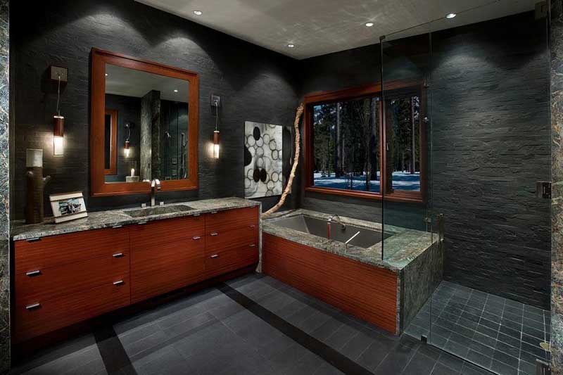 Bathroom with Gray Tile Floor