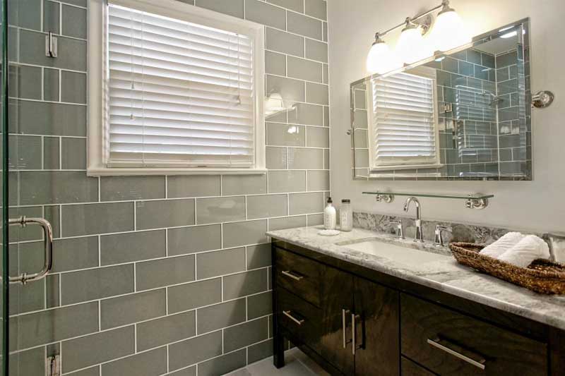 Bathroom with Gray Tile Wall