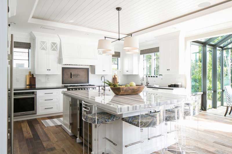 Kitchen Island With White Marble Countertop
