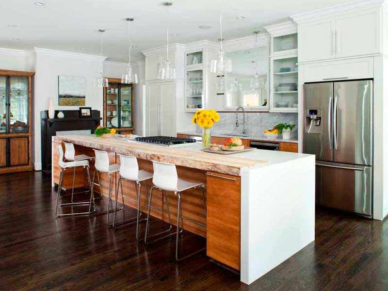 Kitchen Island With Wooden Accent