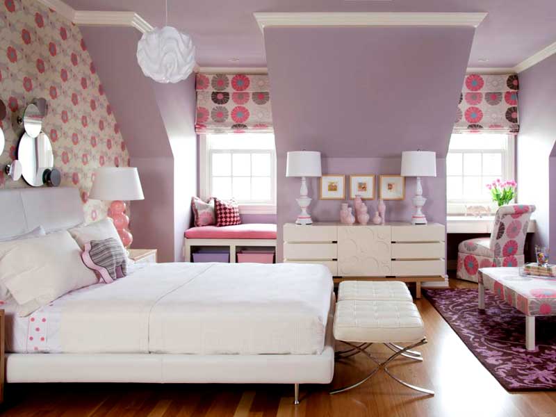 Lavender and White Teenage Girl Bedroom