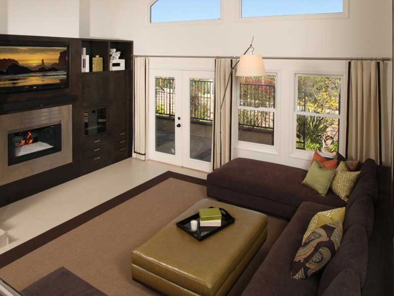 Living Room with Green and Brown Accents