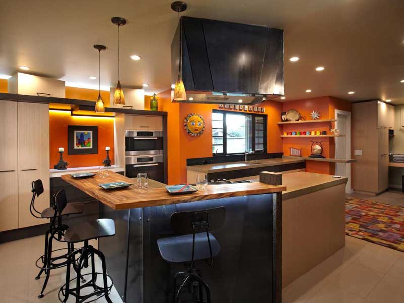 Metal and Wood Kitchen Island