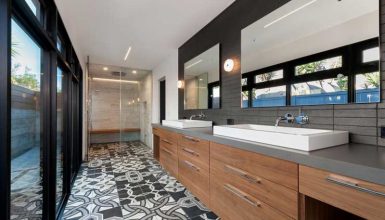 Bathroom with Mixed Tile Patterns
