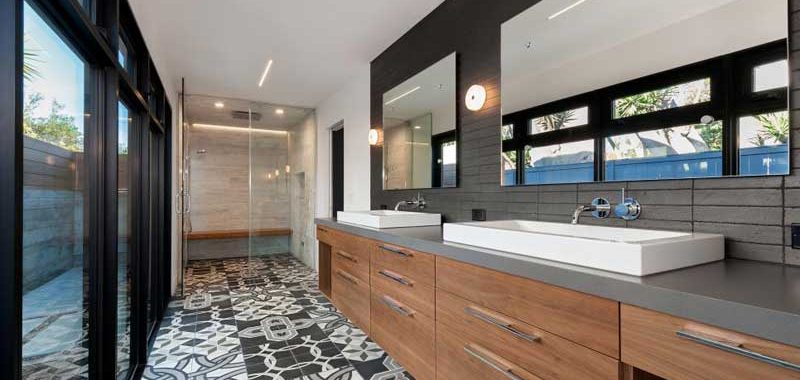 Bathroom with Mixed Tile Patterns