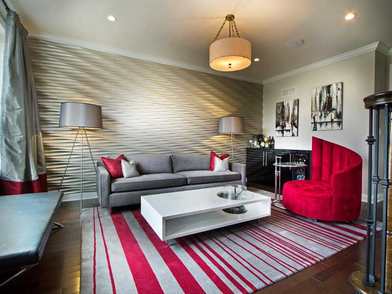 Modern Living Room with Sleek Textured Wall