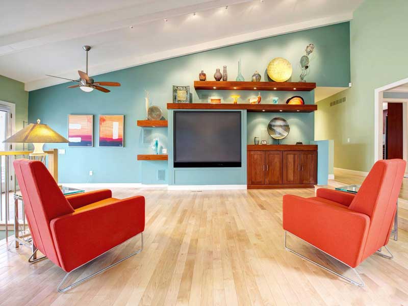 Modern Living Room With Orange Armchair