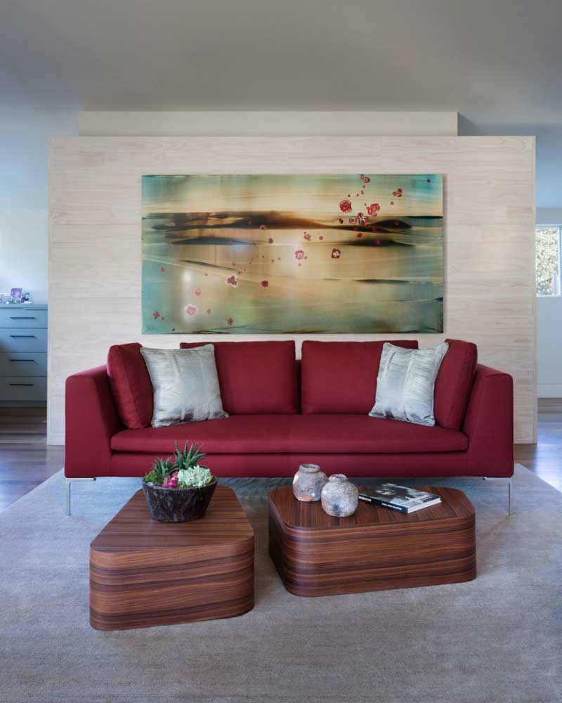 Modern Living Room With Red Sofa