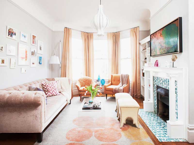 Modern Living Room With Velvet Sofa