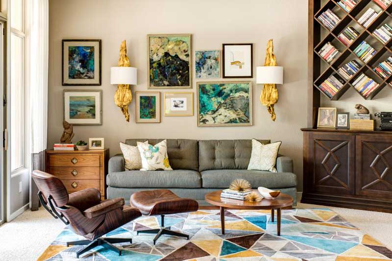 Multicolored Living Room With Gallery Wall