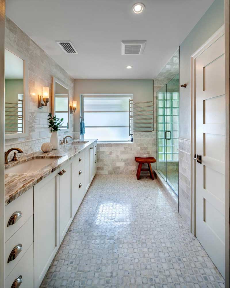 Bathroom with Neutral Stone Tile