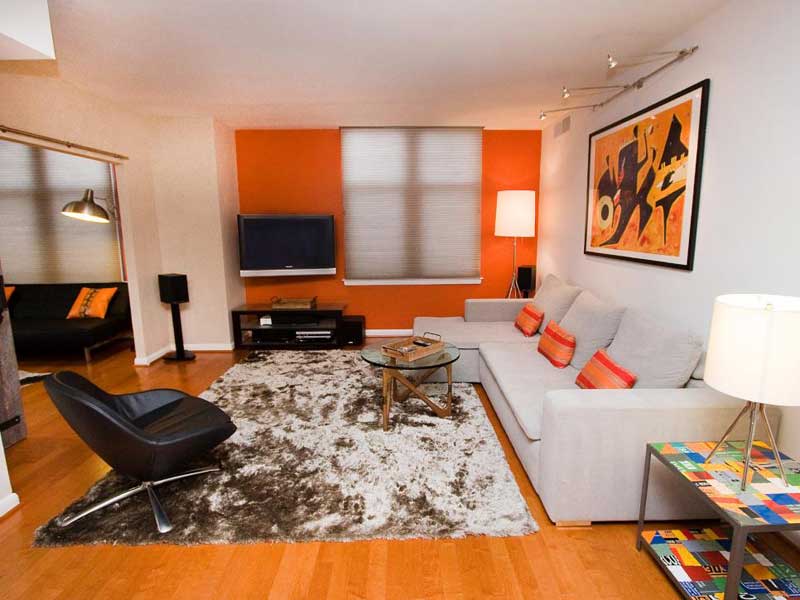 Orange and White Living Room