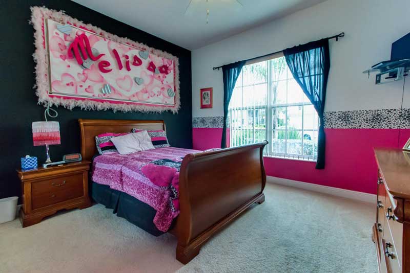 Pink and Black Teenage Girl Bedroom