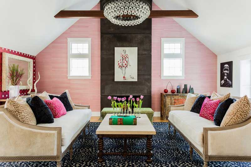 Pink and White Living Room