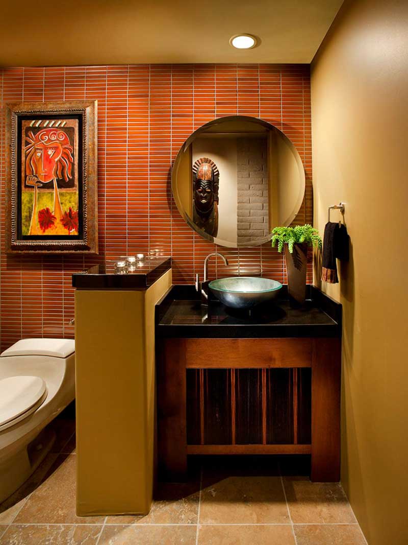 Bathroom with Red Tile Wall