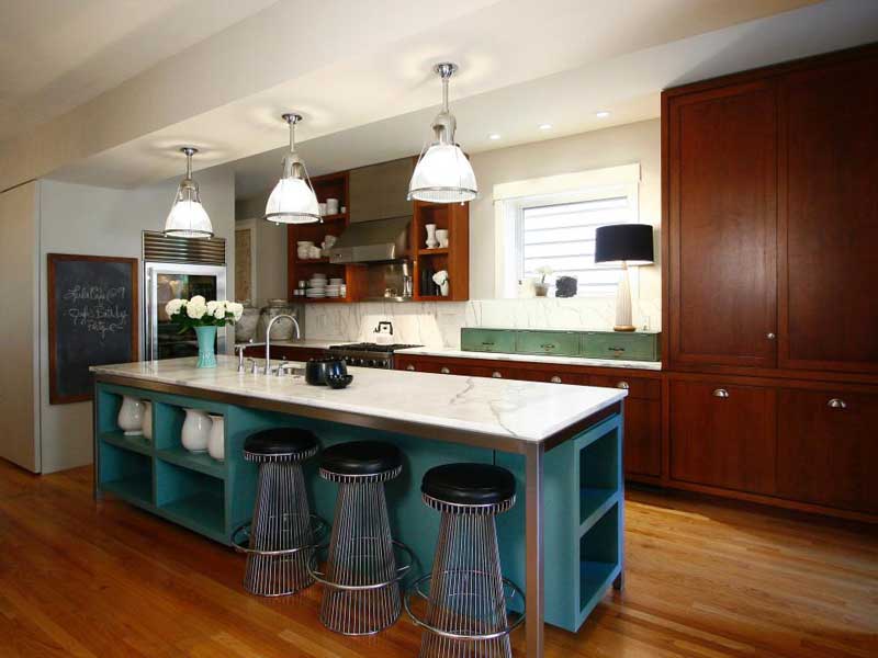 Teal Kitchen Island