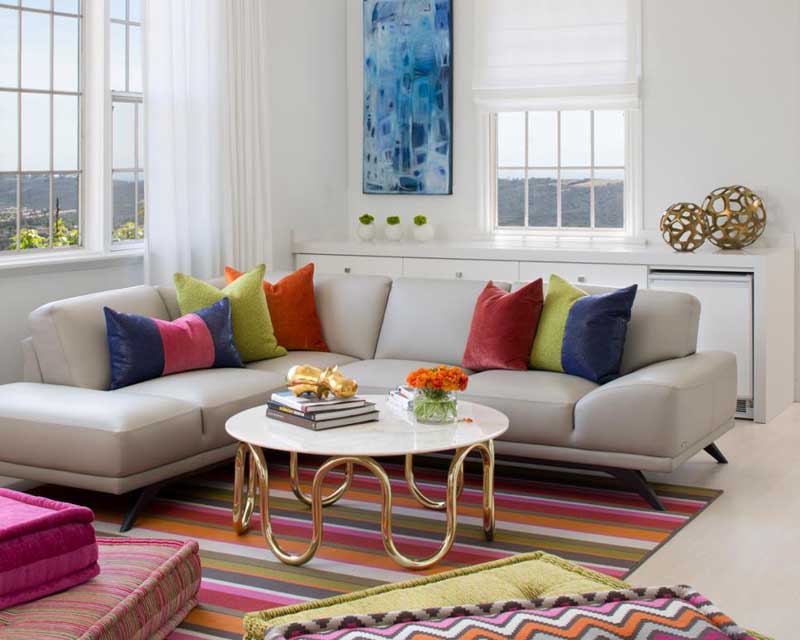 White Living Room with Leather Sofa