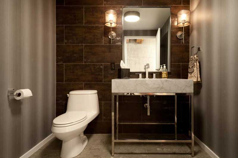 Bathroom with Wood Look Tile Wall