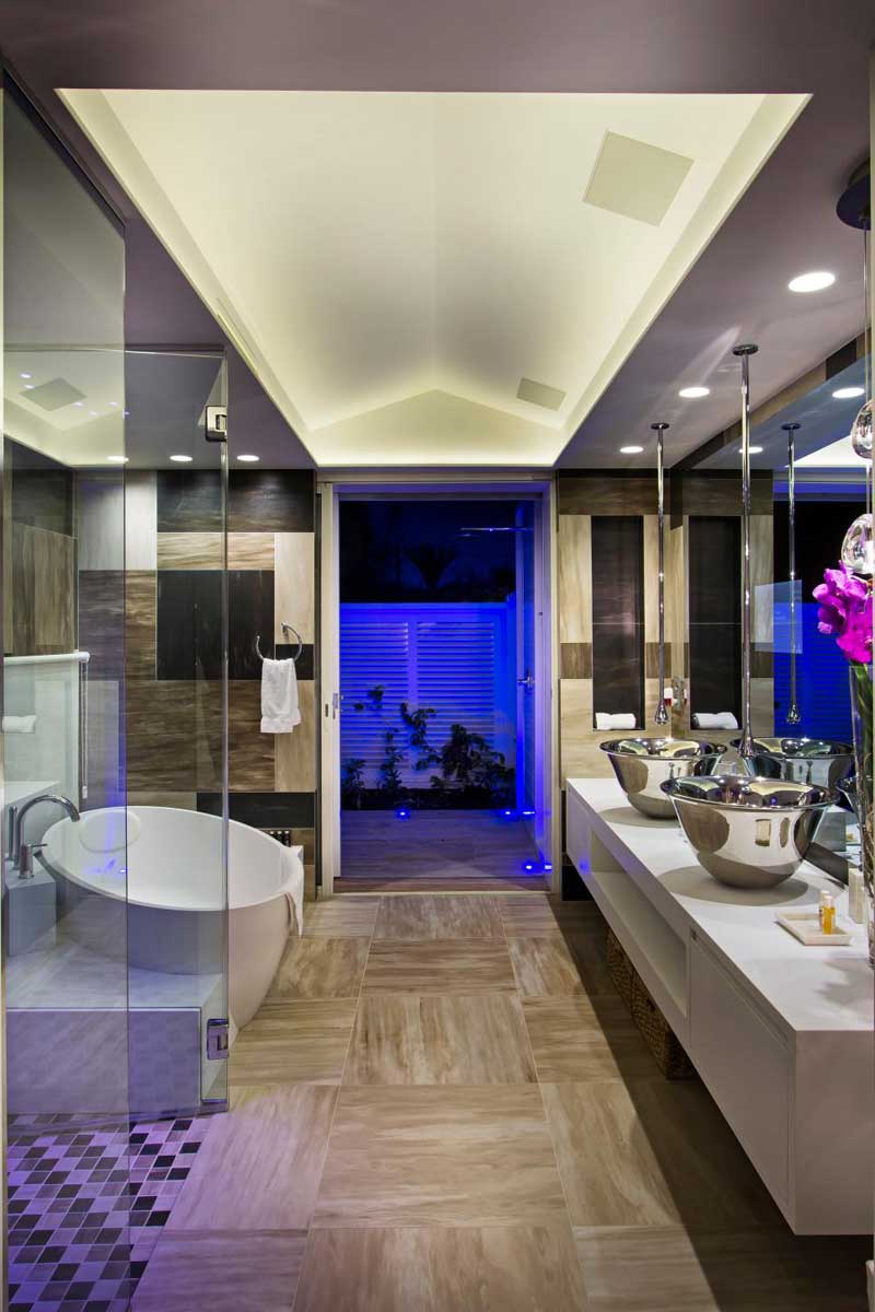 Bathroom with Woodgrain Tile Floor