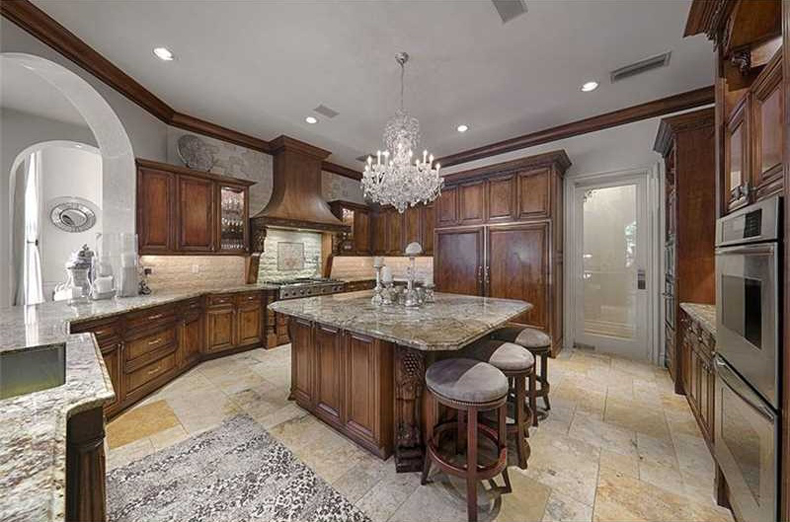 Kitchen Island with 12 Light Crystal Chandelier