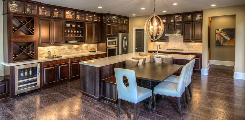 Kitchen Island with 4 Light Single Tier Chandelier