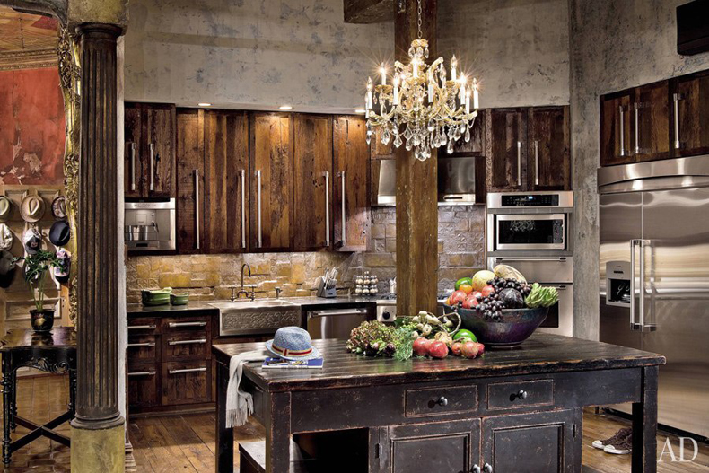 Kitchen Island with 7 Light Chandelier