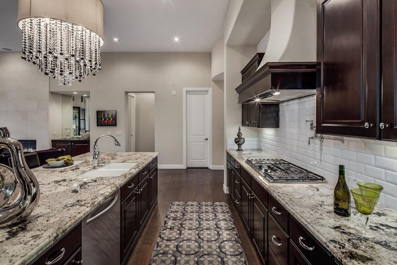 Kitchen Island with 9 Light Crystal Chandelier