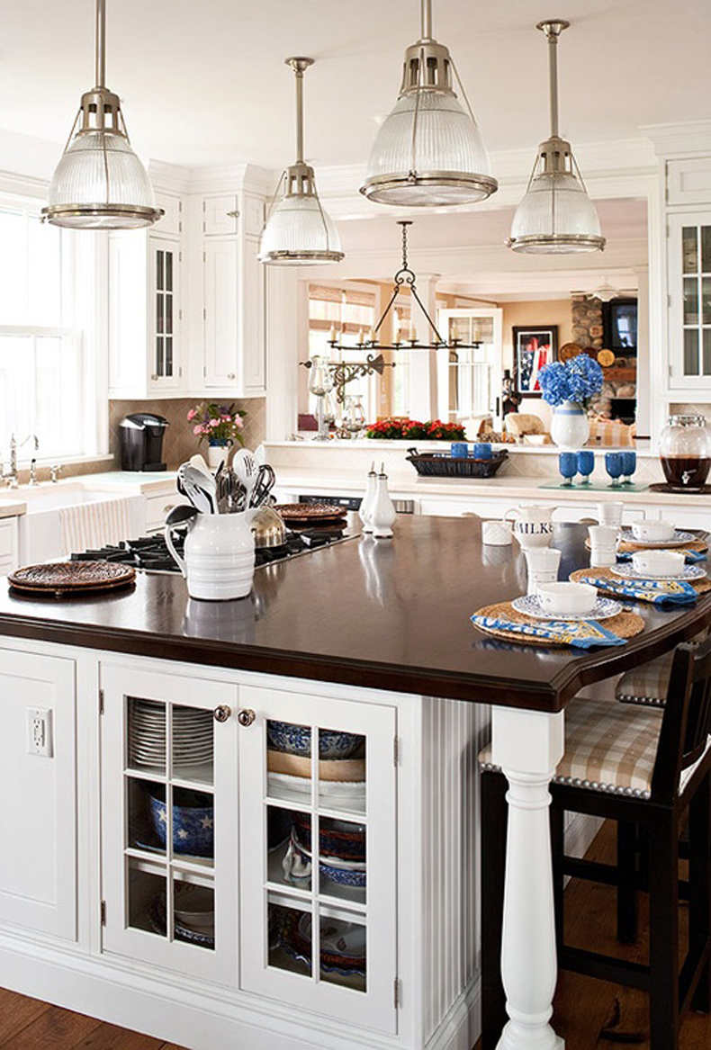 Kitchen Island with Modern Mini Pendant Light