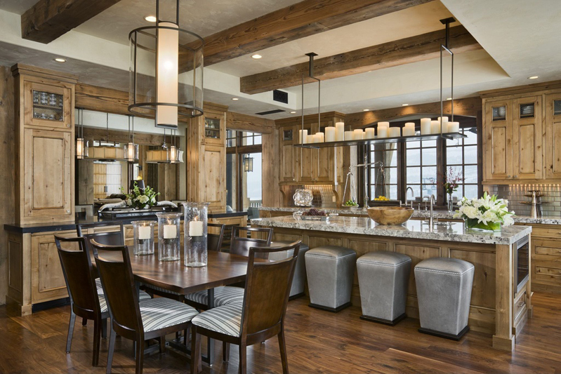 Kitchen Island with Rectangular Chandelier 